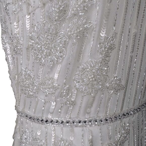 NWT MACDUGGAL White Striped Floral Embellished Sleeveless Midi Dress siz… - Picture 7 of 15